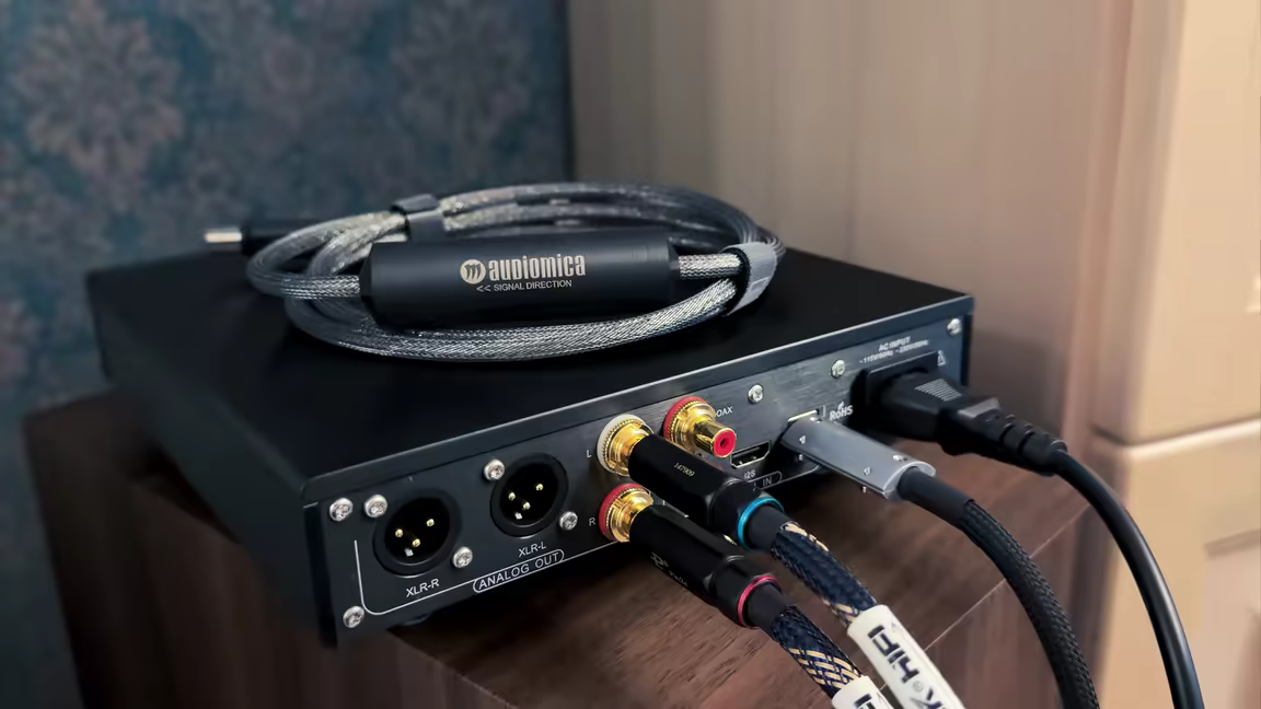 The Denafrips Enyo 15th's rear panel: balanced XLR and RCA outputs plus USB, coax, optical, and I2S inputs
