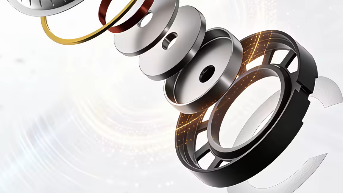 An exploded-view render of the Sivga SV021 Pro's dynamic driver, showing the magnet, voice coil and multi-layer diaphragm